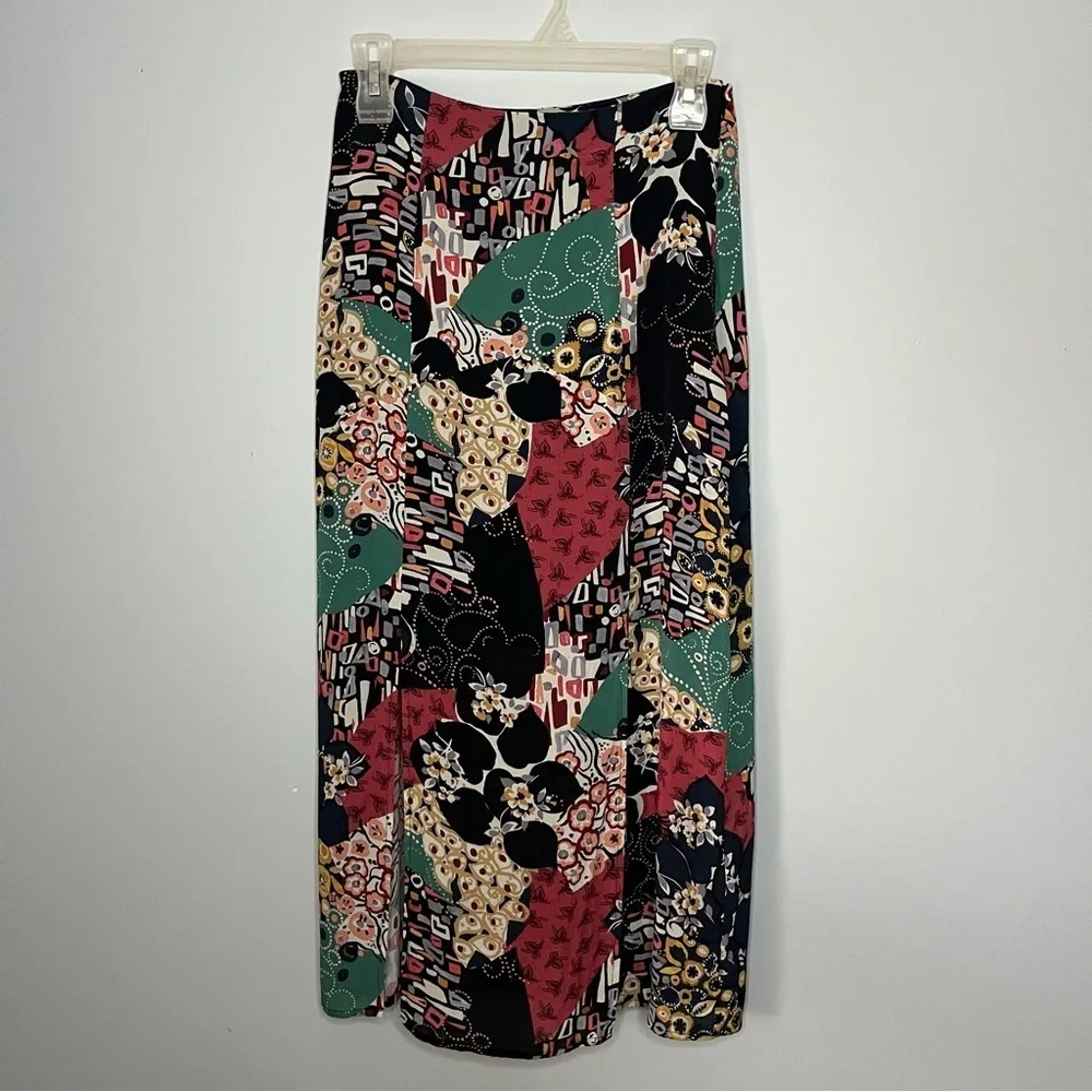 Anthropologie X Kachel Hallie Abstract Floral Midi Skirt Size 4